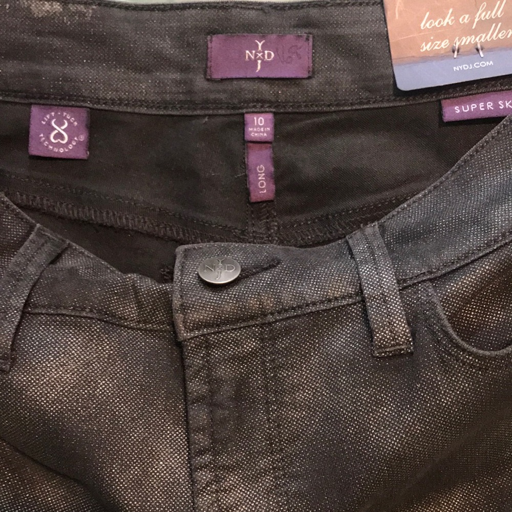 NWT NYDJ long metallic pattern super skinny jean - Picture 2 of 4